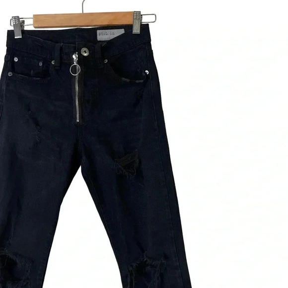 Pistola ‘Nico Into The Void’ Distressed  Ring Zipper Black Denim Jeans Size 25 - Picture 4 of 10
